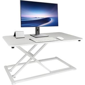 Lightweight 24 in White Lift Laptop Standing Desk Converter, Manual Adjustable Height Sit Stand up Desk Riser, Compact for Monitor or Keyboard Workstation
