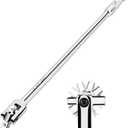 3/8 and 1/2 Drive Breaker Bar, 24-inch Dual Drive Breaker Bar with 360-degree Rotatable Head and Spring-loaded Detent Ball, Breakers Bars Flex Handle