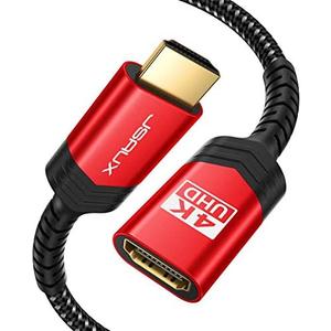 JSAUX HDMI Extension Cable 3.3FT, 4K 60Hz High Speed HDMI Extender Cord Male to Female Adapter Connector (HDR HDCP 2.2), Compatible with Roku TV Streaming Stick, Bluray Player, HDTV, Laptop, PC - Red
