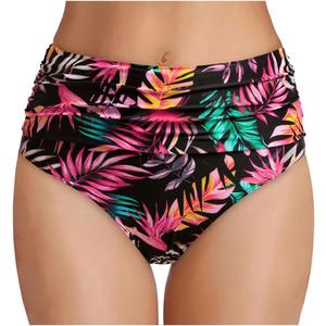 Tempt Me Women's High Waisted Bikini Bottom Tummy Control Ruched Bathing Suit Swim Bottom (Pink, M)