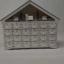 MorTime LED 24 Day Advent Calendar Decorated with Christmas Tree House and LED Lights, Lighted White Wooden Countdown to Christmas Calendar