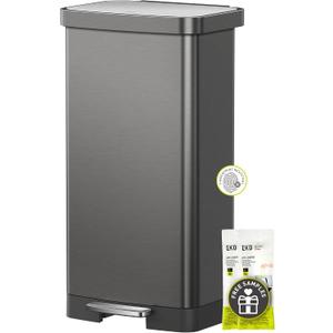 EKO Hudson Stainless Steel 75 Liter/20 Gallon Large Kitchen Trash Can, Tall Step Garbage Can with Rear Bag Storage Compartment, Gunmetal