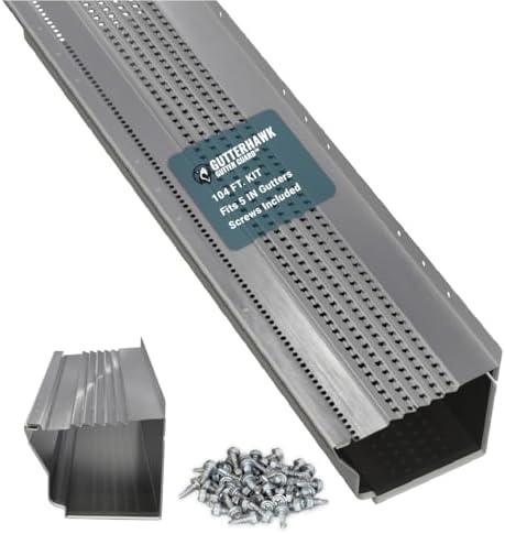 GUTTERHAWK Gutter Guard - 104 FT. (Nominal) Mill Finish All-Aluminum Gutter Guard Kit with Screws Included. Fits 5 in. Gutters. DIY Friendly. (5 in. x 47 Inches Pieces)