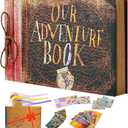Adventure Book Scrapbook DIY Handmade Retro Style Travel Souvenir, 11.92 x 7.62" Embossed Lettering Scrapbook Inspired by 'Up', Memory Book For Anniversary Wedding,Travelling (Vintage Color-11.9 IN-40vintage book)