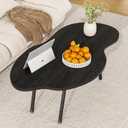Foldable Coffee Table,Mid Century Modern Coffee Table Living Room Tables,Cloud Shape Irregular Center Table,Portable Folding Table for Small Spaces,Living Room,Bedroom,Entryway,Easy Assembly,Black