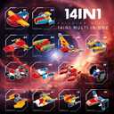 2 x RiceBlock 14 in 1 Space Wars Building Toys for Boys, Space Exploration Shuttle Model Building Kits, STEM Engineering Gift for Kids