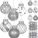 Ouddy Decor 36 Pcs Clear Christmas Ball Ornaments, 2.36" Shatterproof Silver Plastic Christmas Ornaments Set Decorative Hanging Transparent Baubles for Xmas Tree Holiday Party Decor, Silver