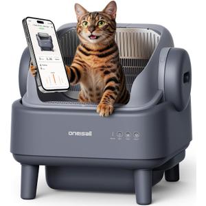 oneisall Self Cleaning Litter Box with APP Control: Open-Top Smart Cat Litter Box Rinsable Easy Clean, Safety Protection&11L Large Waste Bin, Automatic Litter Box for Large Cats (Ease S1 Pro)