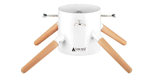 Tree Nest Christmas Tree Stand Base Xmas Modern Tree Metal Holder Stand for Real Tree Fits up to 8.5ft Family White