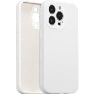 for iPhone 13 Pro Max Case Silicone,with [Full Camera Protection][Soft Anti-Scratch Microfiber Lining],Liquid Silicone Ultra Slim Shockproof Phone Case for Men Women Girls-White