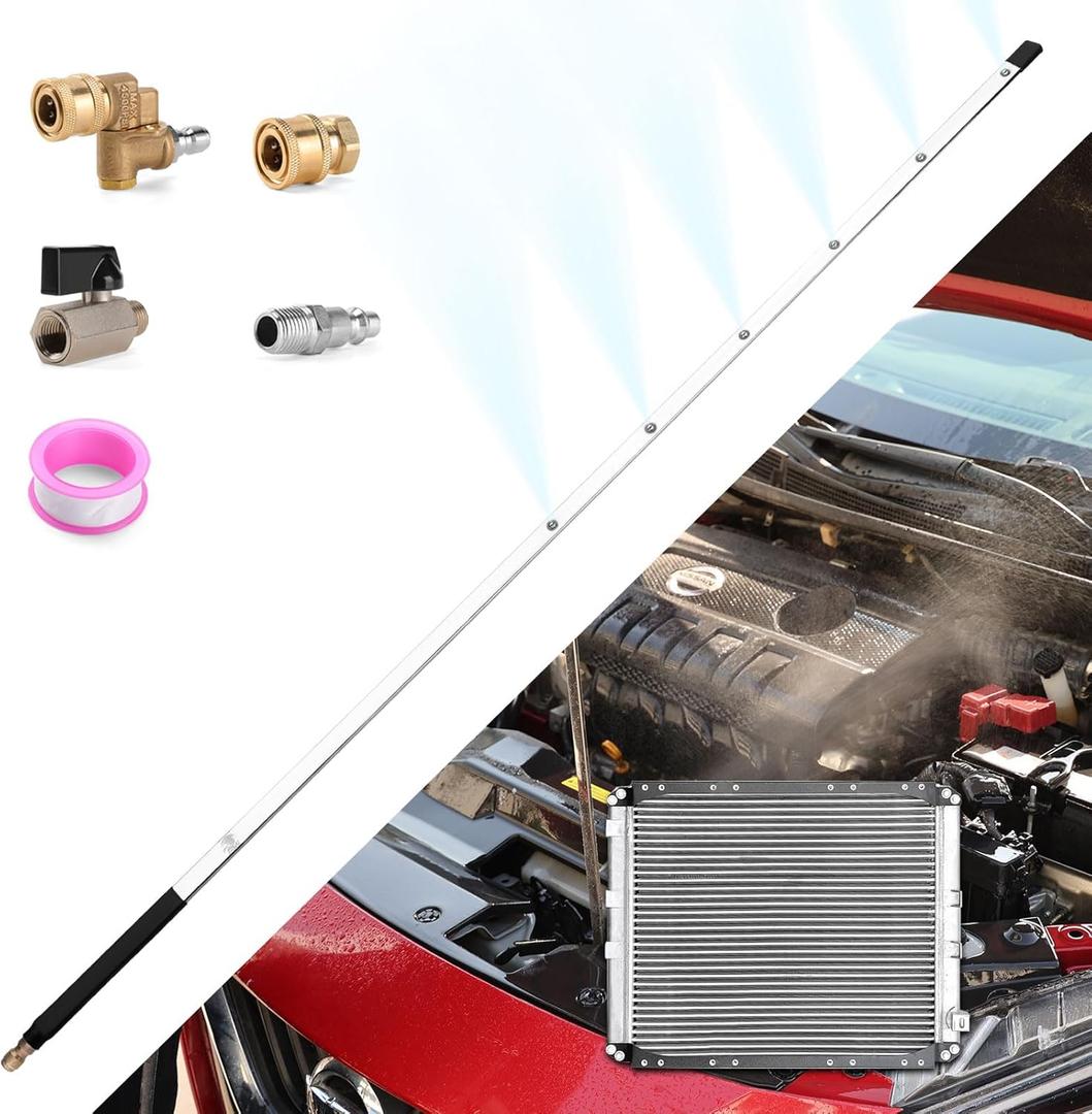 40 Inch Pressure Washer Wand for Car Radiator Cleaning Tools, Dual-Use Radiator Cleaner Wands for Pressure Washer & Pressure Air Pump Flush Car Truck Radiator Power Washer Wand with 6 Nozzle Tips