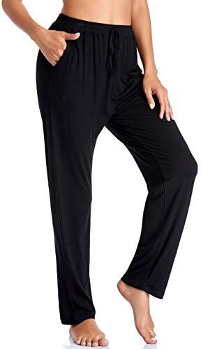 ASIMOON Women's Yoga Pants Soft Comfy Stretch Loose Straight Casual Athletic Pants Running Workout Lounge Pants with Pockets L