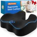 BlissTrends Seat Cushion,Thick Memory Foam Cushions for Office Chair, Car Seat, Airplane, Relieving Pressure Tailbone Sciatica Back Pain for Long Sitting Office Workers, Car Drivers 4.7in Thick Black