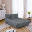 N&V Fireside Lounge Chaise Chair, Mid Century Armless Floor Lounger Sofa, Soft Premium Corduroy Floor Lounge Chair, Foam Sofa Accent Lounger for Living Room Bedroom and Office, Harbour Grey
