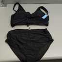 Yonique Women's Two Piece High Waisted Bikini Set Tummy Control Swimsuit Full Coverage Bathing Suit (X-Large, Black)