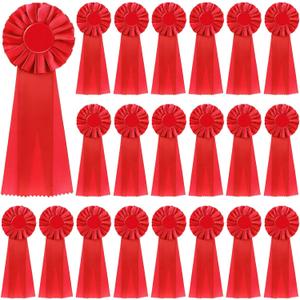 20 Pieces Blank Award Ribbon 11" x 4" Prize 1st 2nd 3rd Place Rosette Medal Winner Victory Recognition Participation Ribbon for Competition Sport Event Contest(Red)
