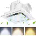 Bathroom Exhaust Fan with 3CCT LED Light, Ultra-Quiet 1.0 Sone & Effective Ventilation at 100 CFM, Easy Retrofit Without Attic Access for Moisture and Odor Control, 8.07" x 8.07"