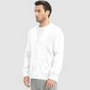 Men's Casual Cardigan Sweater Long Sleeve V Neck Button Down Mens Knit Cardigan Sweaters with Pockets (White, XXL)