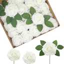 JOYLEX Ivory Artificial Flowers Realistic Roses, 100pcs Milk White Real Looking Fake Roses with Stem for DIY Wedding Bouquets Centerpieces Bridal Shower Party Home Romantic Decorations (Milk White) (Regular 3" - 100pcs)