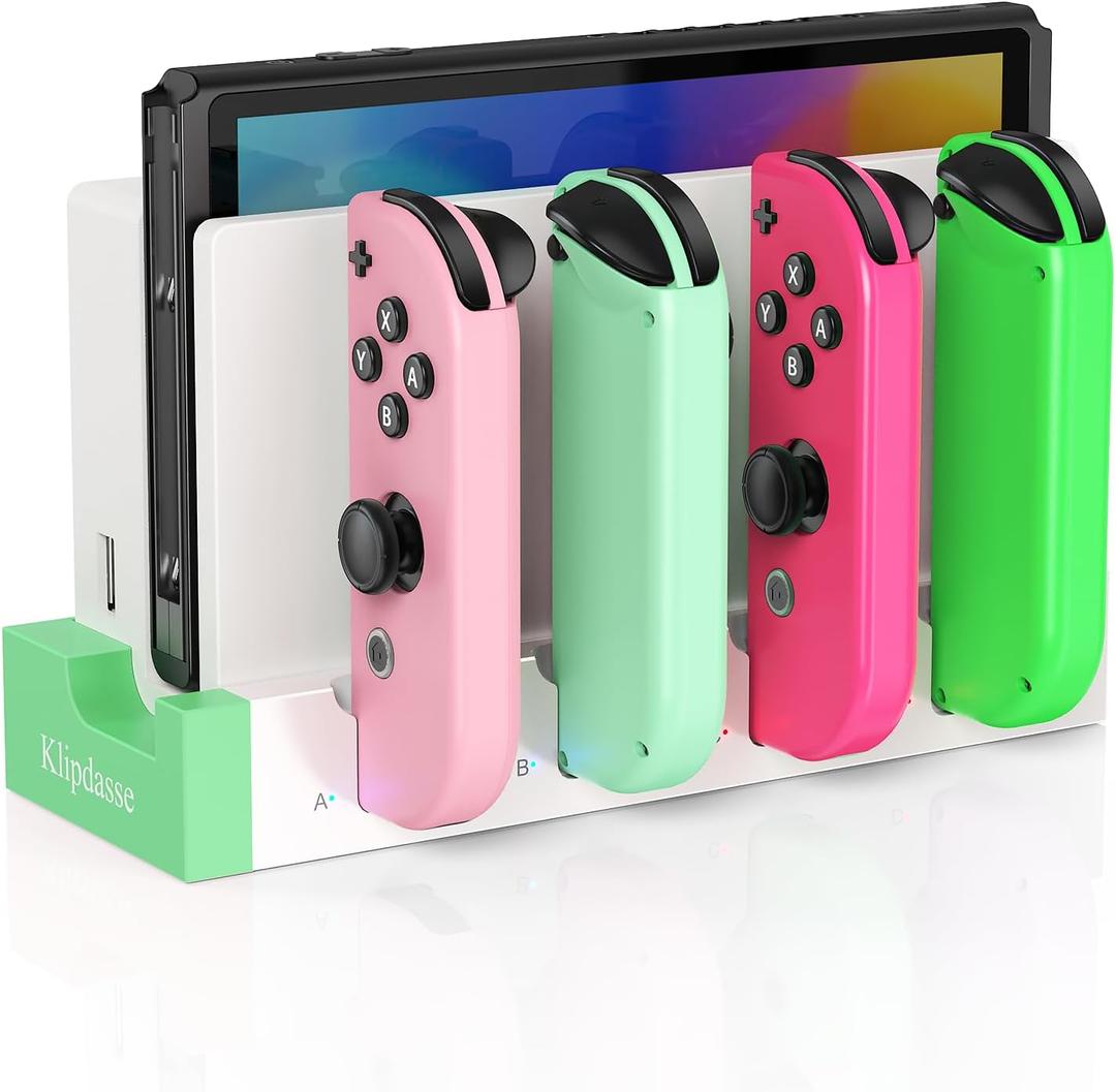 2 x Switch Charger Dock for Nintendo Switch/OLED, Charging Dock for Joy-Con Controller, with LED Indicator, Charge up to 4 Joycon Controllers - DS Game Boy Advance Consoles