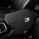 Ouzorp Car Center Console Cover, Upgraded Microfiber Leather Car Arm Rest Cover with 2 Storage Bags, Universal Armrest Cover for Car Storage Box Car Interior Accessories Protector for Most Vehicle (Black)