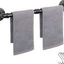 Industrial Pipe Towel Rack Towel Bar, Heavy Duty Wall Mounted Rustic Farmhouse Bath Towel Holder for Bathroom (Black, 24 inch)