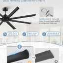 ZMISHIBO 84 Inch Large Ceiling Fan No Light, 8 Aluminum Blades, 6-Speed Remote Control, Industrial Ceiling Fan without Light, Quiet DC Motor, Indoor/Outdoor Ceiling Fans for Patio, Garage, Shop, Black