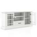 TV Stand for TVs up to 70 with Glass Doors Cubbies and Drawer
