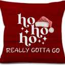Red Christmas Santa Pillow Covers 18x18 Inches, Hohoho Winter Christmas Decorative Pillowcase Cases, Winter Retro Xmas Holiday Throw Pillow Covers for Couch Sofa Bed Home Room Decor