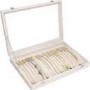 Velvet Necklace Display Jewelry Tray 20 Hook Necklace Tray Necklace Pendant Jewelry Tray for Women and Girls (Beige)