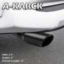 2 x A-KARCK Exhaust Tip 2.5 Inch Inlet, 2.5" Inlet 4" Outlet 12" Long Black Coated Finish Muffler Tip For Truck Tailpipe, Stainless Steel Rolled Edge