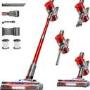 Cordless Vacuum Cleaner, Powerful Stick Vacuum Cleaner for Home with Rechargeable Battery, 6-in-1 Lightweight Handheld Vacuum, 45 Mins Runtime for Hardfloor & Carpets Pet Hair (red)
