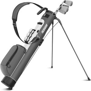 Findway Golf Stand Bag, Par 3 Golf Bag Pitch n Putt Small Golf Bag with Ball Holder and Cooler Bag, Lightweight Golf Carry Bag for Men Women (Gray)