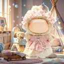 2 x Clothes for Labubu - 4PC Set with Shoes for 6.7 Inches Doll, Premium Outfit with Accessories, Stylish Clothes for Labubu (NO Doll)(Pink Plaid)