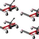 Hydraulic Car Wheel Dolly Set of 4, Heavy Duty 6,000 LBS Capacity Vehicle Dollies with Foot Pedal for Tire Auto Repair Moving, Red