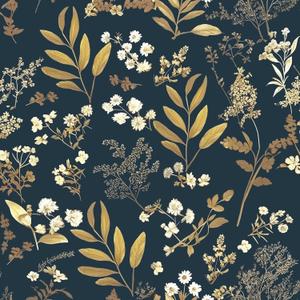 Laatse Dark Blue Leaf Wallpaper Peel and Stick Dark Floral Wallpaper for Bedroom Vintage Leaf Contact Paper Waterproof Self Adhesive Boho Floral Wall Paper for Bedroom Walls Countertop 17.5in x 393in