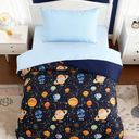 Toddler Bedding Set - 4 Pieces Toddler Comforter Set for Kids Boys,Glow in The Dark Space Bed in A Bag with Sheets