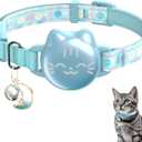 Waterproof Airtag 2nd & 1st Cat Collar, Breakaway Cat Airtag Collar with Luminous & Reflective Fish Pattern, Lightweight Kitten Collars for Apple Air tag, Hidden GPS Tracker Holder for Cats, Kittens (Small(9-13inch), Floral Mint green)