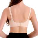 Double Couple Comfort Nursing Bras for Breastfeeding Sleeping Maternity Bra Seamless V Neck Wireless Bra with Extenders (Small, Nude)