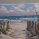 Bathroom beach picture wall art, blue ocean painting decorate bedroom, relax sea view artwork 16x24