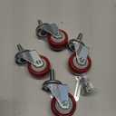 Finnhomy Swivel Caster Wheels 2 Inch Heavy Duty Threaded Stem Casters 3/8"-16x1 Set of 4 Premium Polyurethane Wheels PU Load Bearing 800 Lbs Anti-wear Smooth Casters, Red