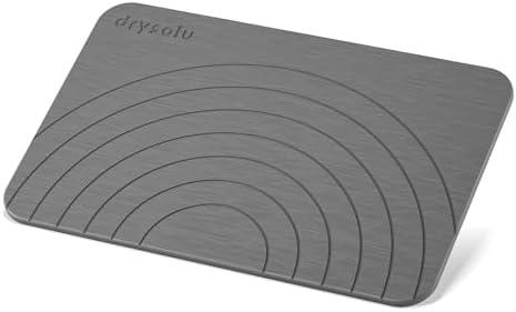 Stone Bath Mat 24"x16" - Diatomaceous Earth Shower Mat, Quick Dry, Anti-Slip, Modern Design with Bonus Non-Slip Pad - Perfect for Home Safety and Style (Gray)