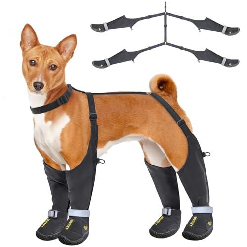 Idepet Dog Suspender Boots, Anti-Slip & Fall Waterproof Tall Shoes Legging for Small Medium Dog, Adjustable Suspender Boots for Winter Snow Rain Hiking Paws Protector 2