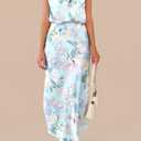 PRETTYGARDEN Women's 2026 Summer Satin Dress Elegant Sleeveless Mock Neck Cocktail Party Maxi Dresses (Blue, M)