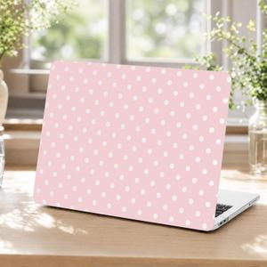 Voidborne Compatible with MacBook Neo 13 inch Case 2026 Release Model A3404 with A18 Pro Chip,White Polka Dots Design Leather Plastic Hard Shell Protective Case for Neo 13 inch + Keyboard Cover,Pink