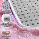 Checkered 8x10 Area Rugs for Living Room, Fluffy Pink Rainbow Girls Rug