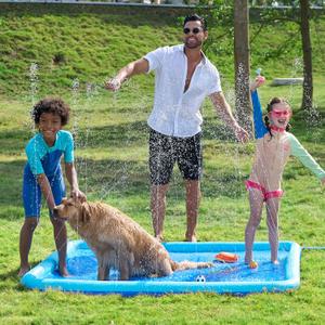 SLOOSH 72" Non-Slip Splash Pad Sprinkler - Summer Water Toys Sprinkler Mat for Kids Toddlers Dogs, Outdoor Backyard Pool Party Decor Outside Water Games Fountain Wading Baby Pool Boys Girls Gifts (6ft, Blue)