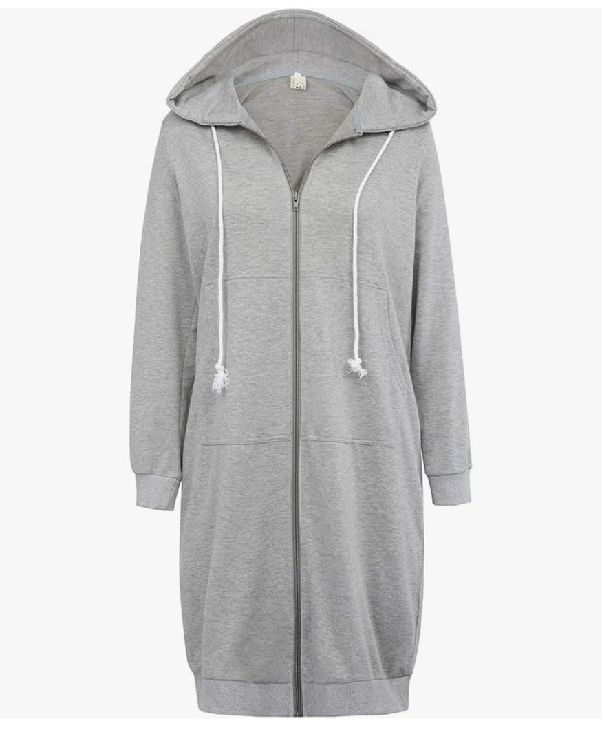 GRACE KARIN Women's Casual Pockets Zip up Hoodies Tunic Sweatshirt Long Hoodie Jacket XL