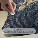 GFI Beaded Pillow Cover 14x14  Navy Gold Cushion Cover with Mini Paisley Design  Handcrafted by Indian Artisans  Elegant Home Dcor Accent for Christmas, New Year, Festivals