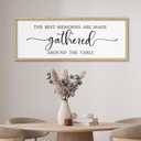 YWJKWLGS Dining Room Wall Decor Art 32x12 Inch Kichen Sign The Best Memories Are Made Gathered Around The Table Signs Large Rustic Farmhouse Wooden Framed Wall Hanging (Wood)